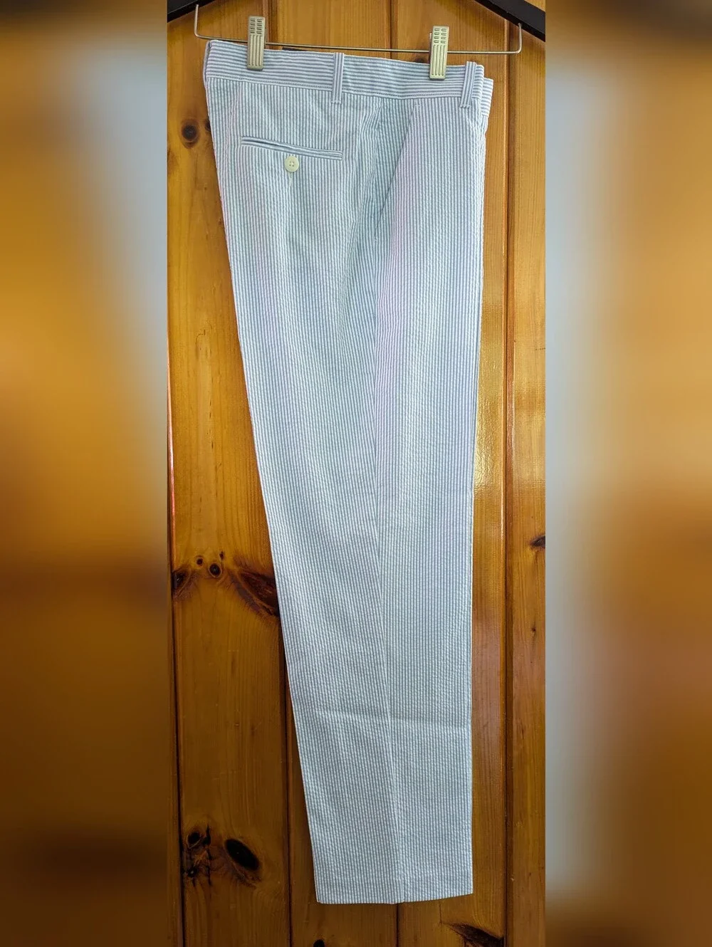 Izod Boys Blue Striped Cotton Seersucker Pants Size 14 NWT